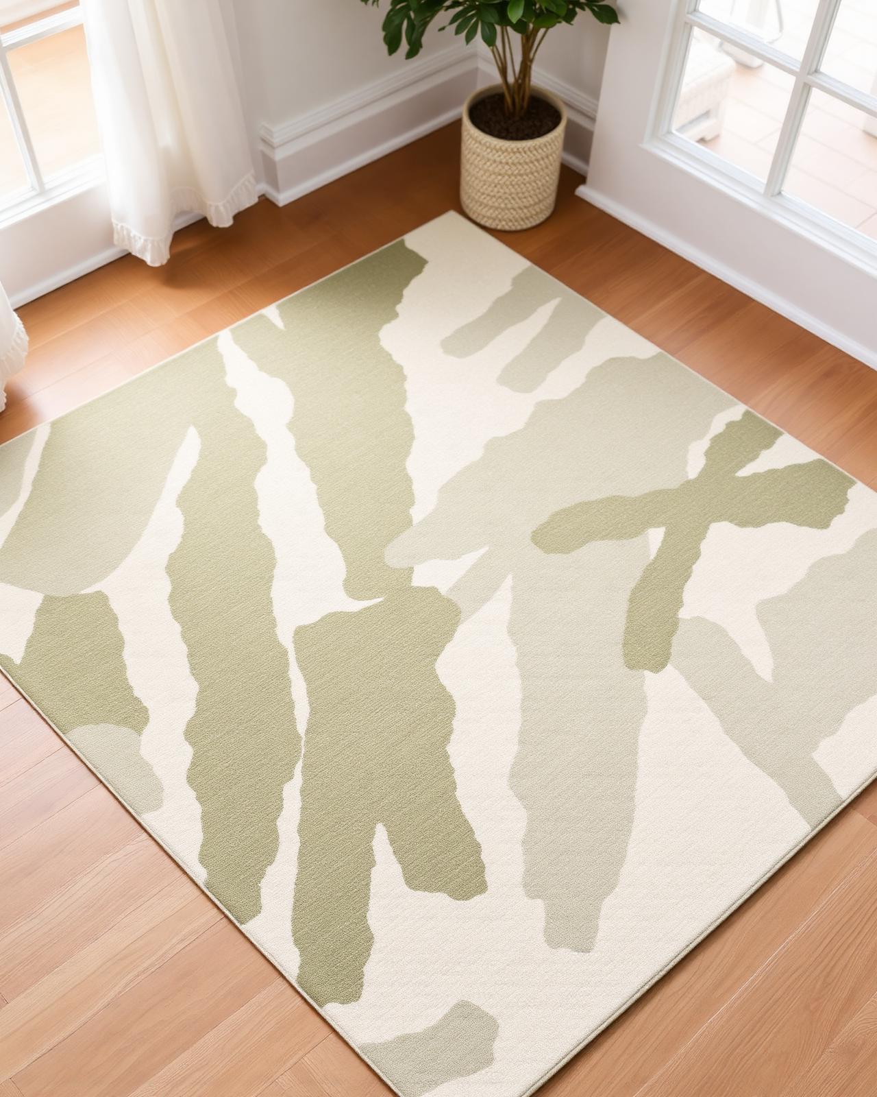 Sage brushstroke hand-knotted rug